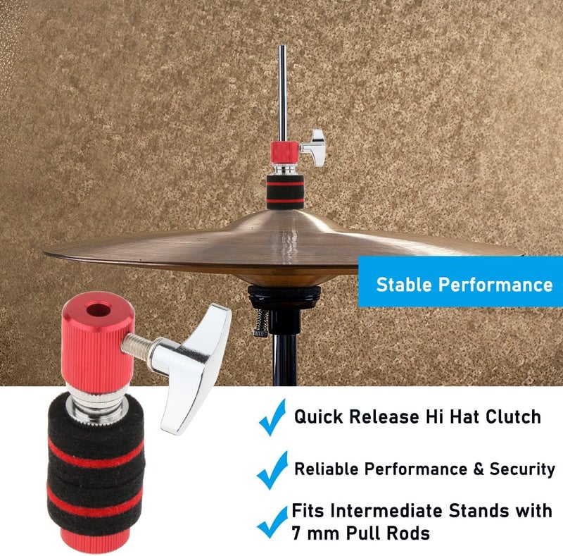 Fiozinx Hi-hat Clutch, Hi Hat Stand for 6 mm Rod, Aluminum Hi-hat Clutch Cymbal Standard Hi-Hat Stands for Jazz Drum Parts Accessories, Red - Image 1